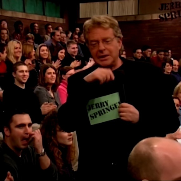 VINTAGE Jerry Springer Talkshow Pink V Neck SECURITY Short sleeve T-shirt Size M - Picture 4 of 17